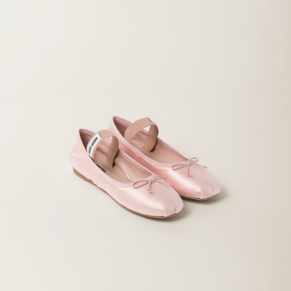 Miu Miu Shoes - Miu Miu Satin Ballerinas Orchid Pink